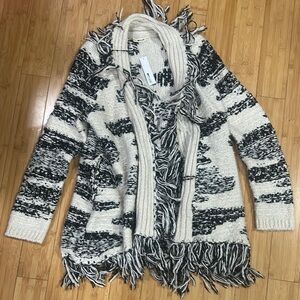 NEW LAmade Lucy Jacquard Wool Blend Fringe Cardigan in Women's P/S